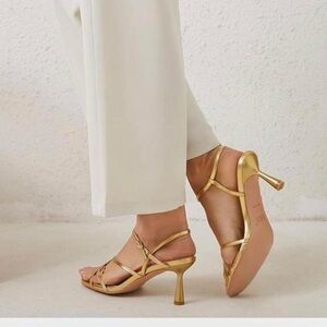Elegant Gold Strappy Heels